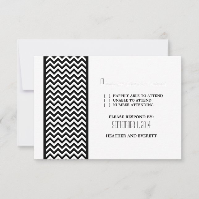Carte RSVP Ebony Chevron Border (Devant)