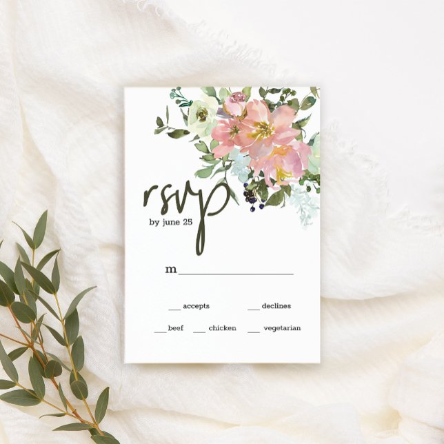 Carte RSVP Eggshell et Blush Floral Wedding (Créateur téléchargé)