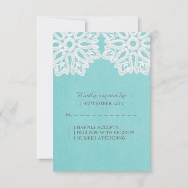 Carte RSVP Elegance Turquoise (Devant)