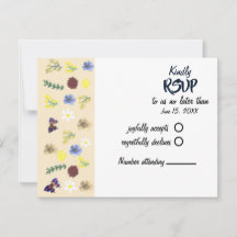 Carte RSVP Elegant Boho Fleur sauvage Eggshell