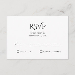 Carte RSVP Elegant Clean Simple White Response