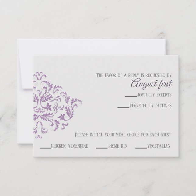 Carte RSVP Elegant Damask Coneflower (Devant)