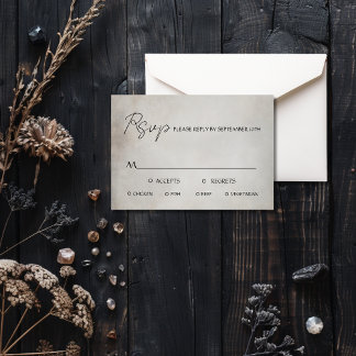 Carte RSVP Elegant Distressed Minimal Meal Choice