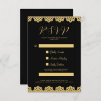 Carte RSVP Elegant Gold et Black Islamic QR Code R