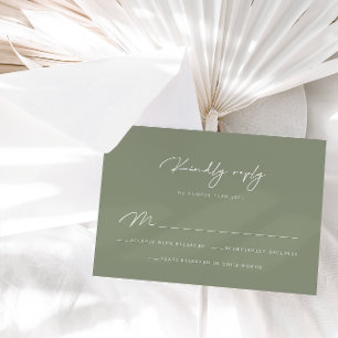 Carte RSVP Elegant Sage Green Calligraphy