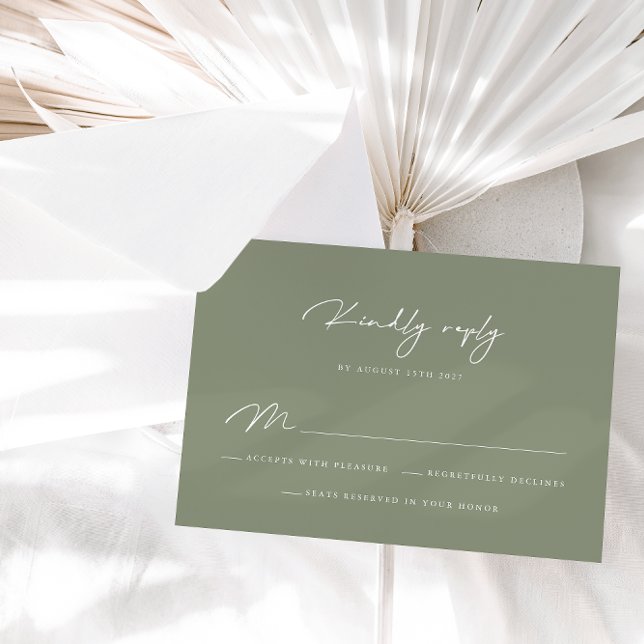 Carte RSVP Elegant Sage Green Calligraphy (Créateur téléchargé)