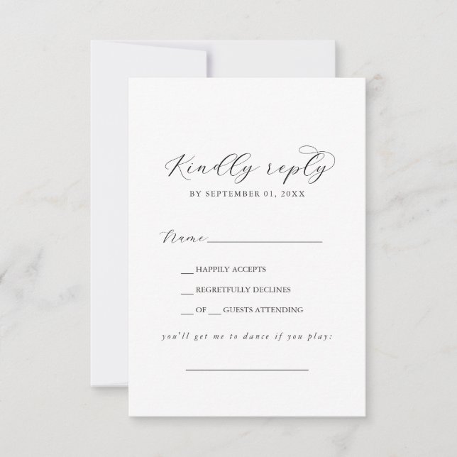 Carte RSVP Elegant Script Song Request (Devant)