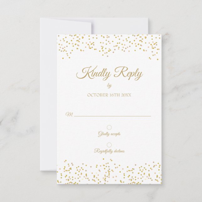 Carte RSVP Elégante Confetti Gold Dust (Devant)