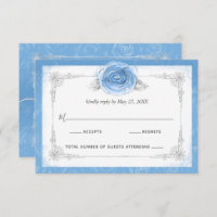 Carte RSVP Elégante Rose Argent et Bleu Bahama