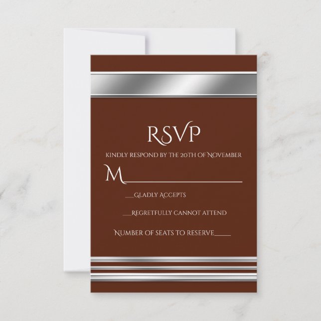 Carte RSVP élégante Silver Platinum Shine - TOUTE  (Devant)