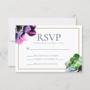 Carte RSVP élégante violette Succulente