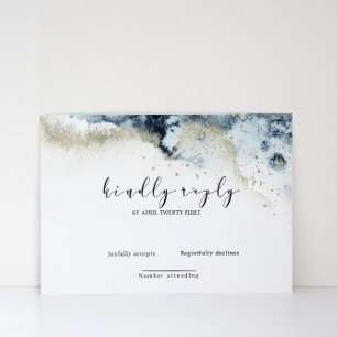Carte RSVP Elégante Waves Watercolor