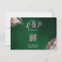 Carte RSVP Emerald Green et Rose Gold QR Code