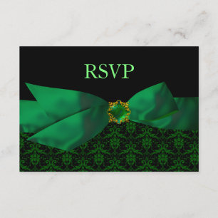 Carte RSVP Emerald Mariage damassé