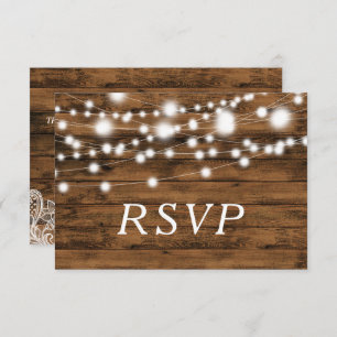Carte RSVP en bois et dentelle