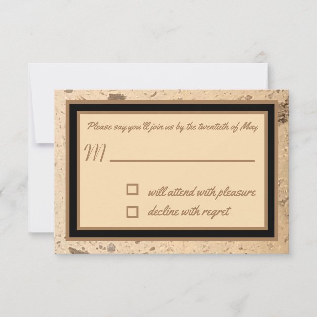 Carte RSVP en marbre beige (Devant)