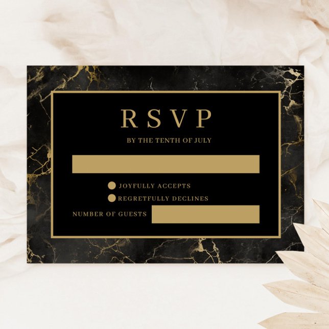 Carte RSVP en marbre noir (Créateur téléchargé)