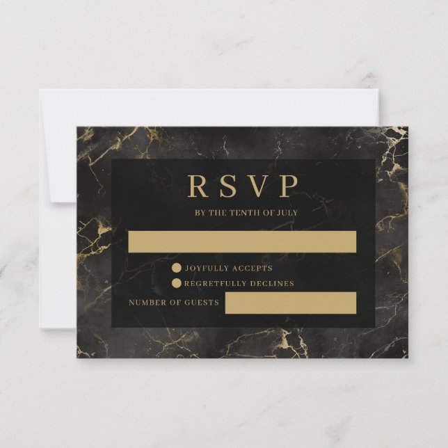 Carte RSVP en marbre noir (Devant)