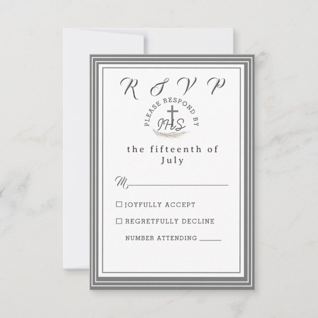 Carte RSVP encadrée Bible catholique Verse Mariage (Devant)