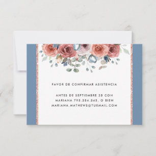 Carte RSVP espagnole, bleu Dusty et floue