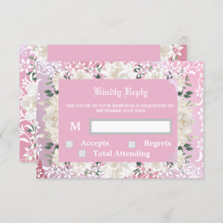 Carte RSVP et réponse rose et floral