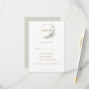 Carte RSVP Eucalyptus Gold