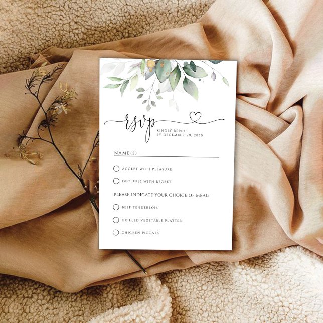 Carte RSVP Eucalyptus Leaf Greenery Wedding (Créateur téléchargé)
