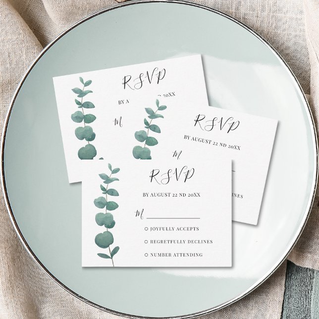 Carte RSVP Eucalyptus minimum du budget (Créateur téléchargé)