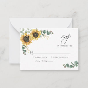 Carte RSVP Eucalyptus Sunflower Mariage Floral