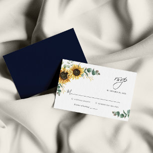 Carte RSVP Eucalyptus Sunflower Mariage Floral