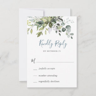 Carte RSVP Eucalyptus Watercolor Greenery Wedding