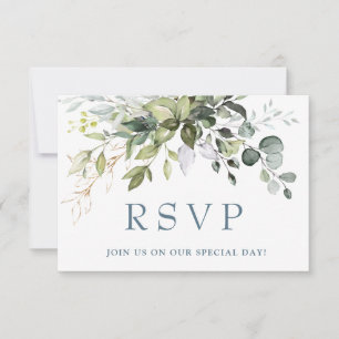 Carte RSVP Eucalyptus Watercolor Greenery Wedding