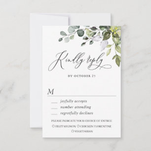 Carte RSVP Eucalyptus Watercolor Greenery Wedding