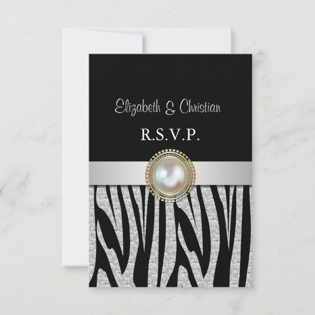 Carte RSVP Exotic Silver Zebra (Devant)