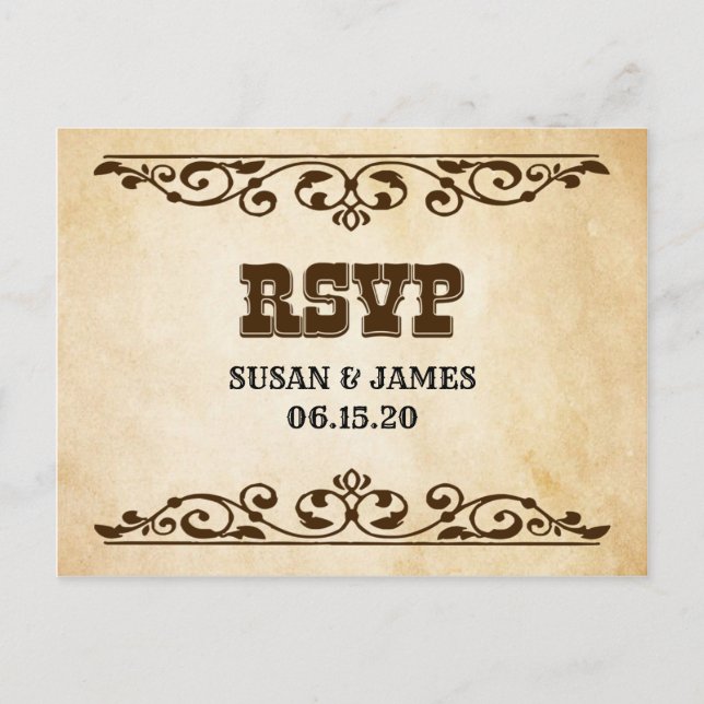 Carte RSVP Faire-part de mariage à thème occidenta (Devant)