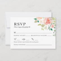 Carte RSVP Faire-part de mariage Floral Aquarelle