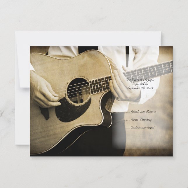 Carte RSVP Faire-part de mariage guitare (Devant)
