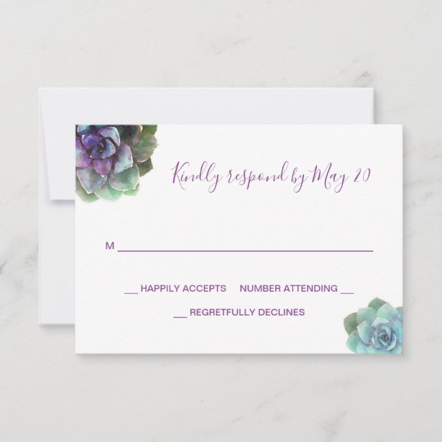 Carte RSVP Faire-part de mariage pour les succulen (Devant)