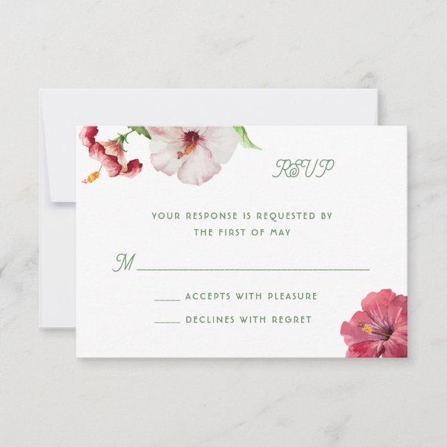 Carte RSVP Faire-part de mariage tropicale (Devant)