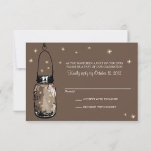 Carte RSVP Fantaisie Lucioles et Pot Mason