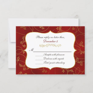 Carte RSVP Festive Red and Gold Holiday