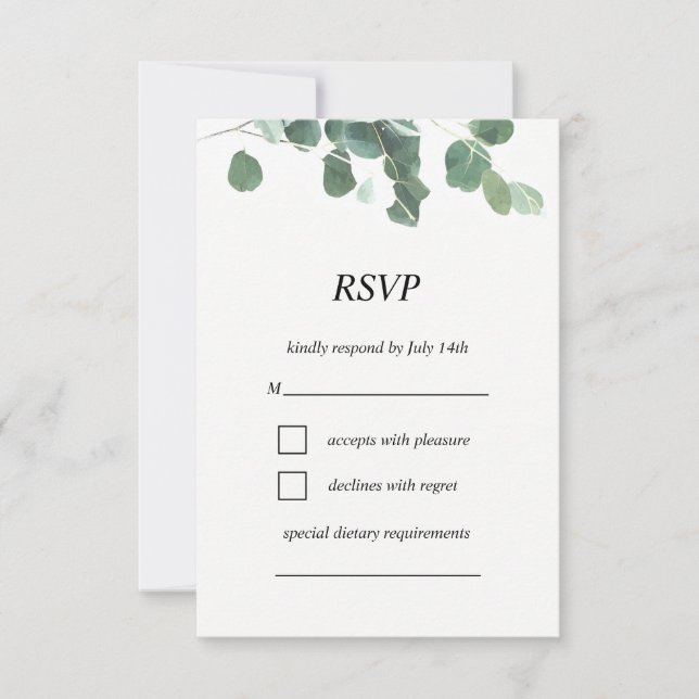 Carte RSVP feuille aquarelle (Devant)