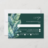Carte RSVP Feuille de mariage folie exotique tropi