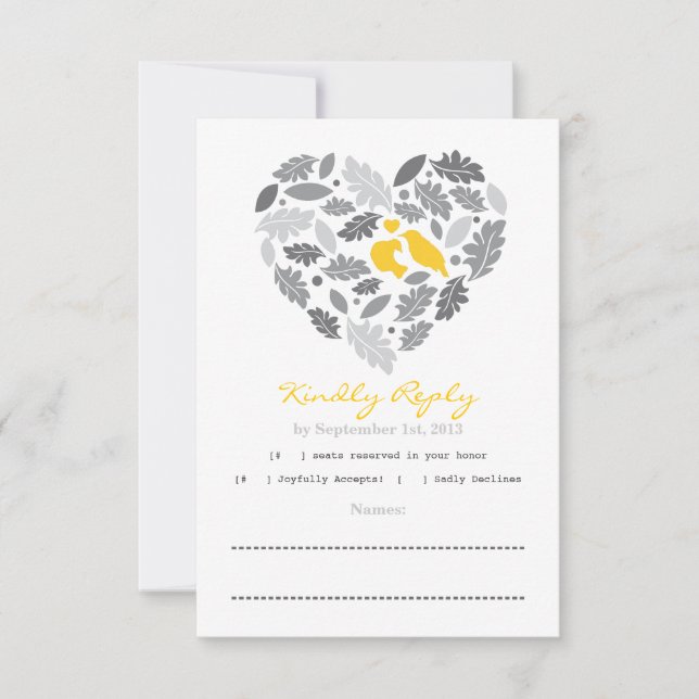 Carte RSVP Feuille et Coeur Inséparable (Devant)