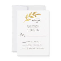Carte RSVP feuille or Laurel