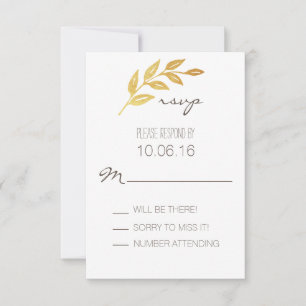 Carte RSVP feuille or Laurel