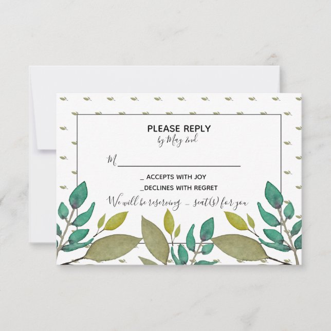 Carte RSVP Feuille verte (Devant)