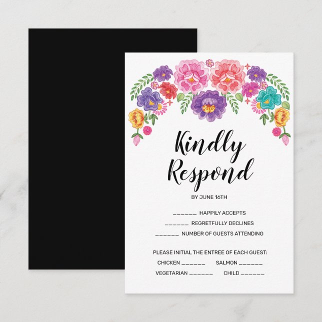 Carte RSVP Fiesta Wedding (Devant / Derrière)
