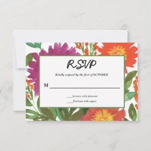 Carte RSVP Fleur Aquarelle