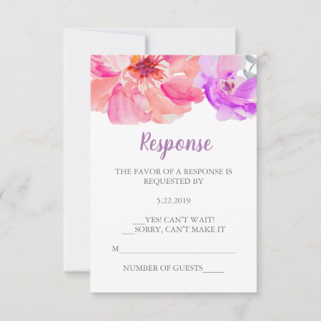 Carte RSVP Fleur Aquarelle (Devant)